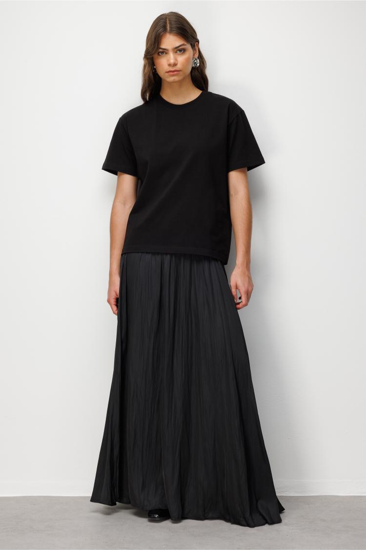 Mizalle Basic Düz Suprem Siyah T-Shirt - Mizalle