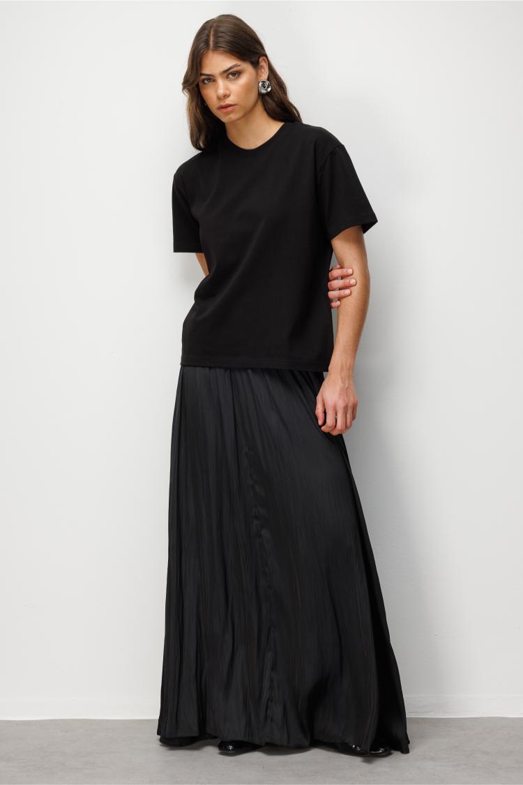 Mizalle Basic Düz Suprem Siyah T-Shirt - 3