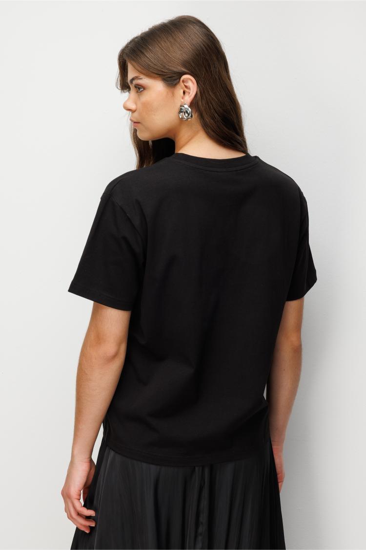 Mizalle Basic Düz Suprem Siyah T-Shirt - 5