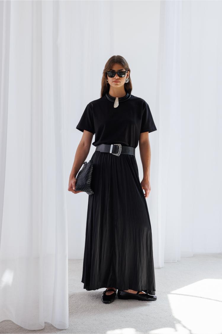 Mizalle Basic Düz Suprem Siyah T-Shirt - 6