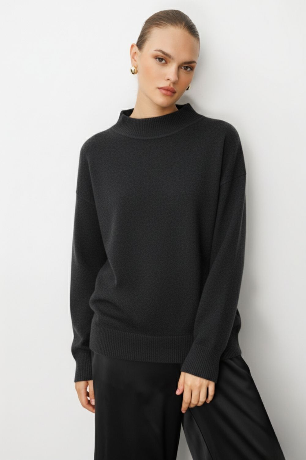 Mizalle Basic Yarım Balıkçı Antrasit Triko Kazak - 1