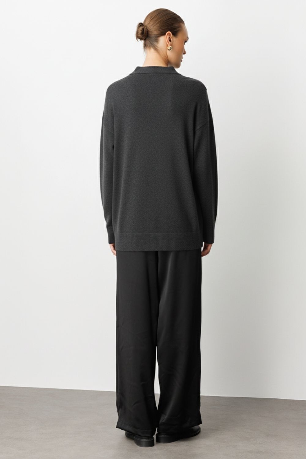 Mizalle Basic Yarım Balıkçı Antrasit Triko Kazak - 3