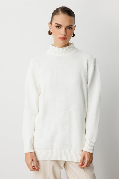 Mizalle Basic Yarım Balıkçı Ekru Triko Kazak - Mizalle