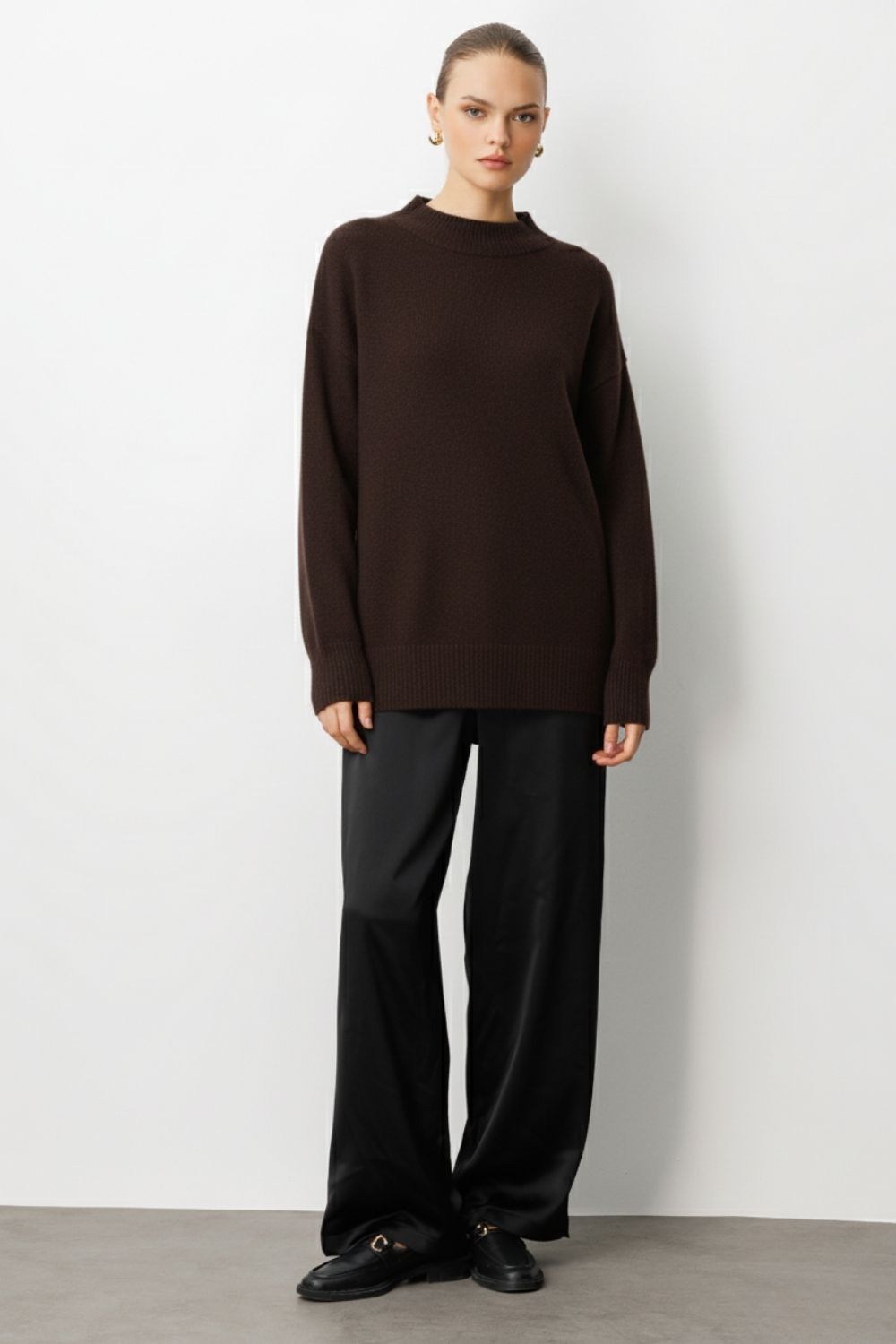 Mizalle Basic Yarım Balıkçı Kahverengi Triko Kazak - 2