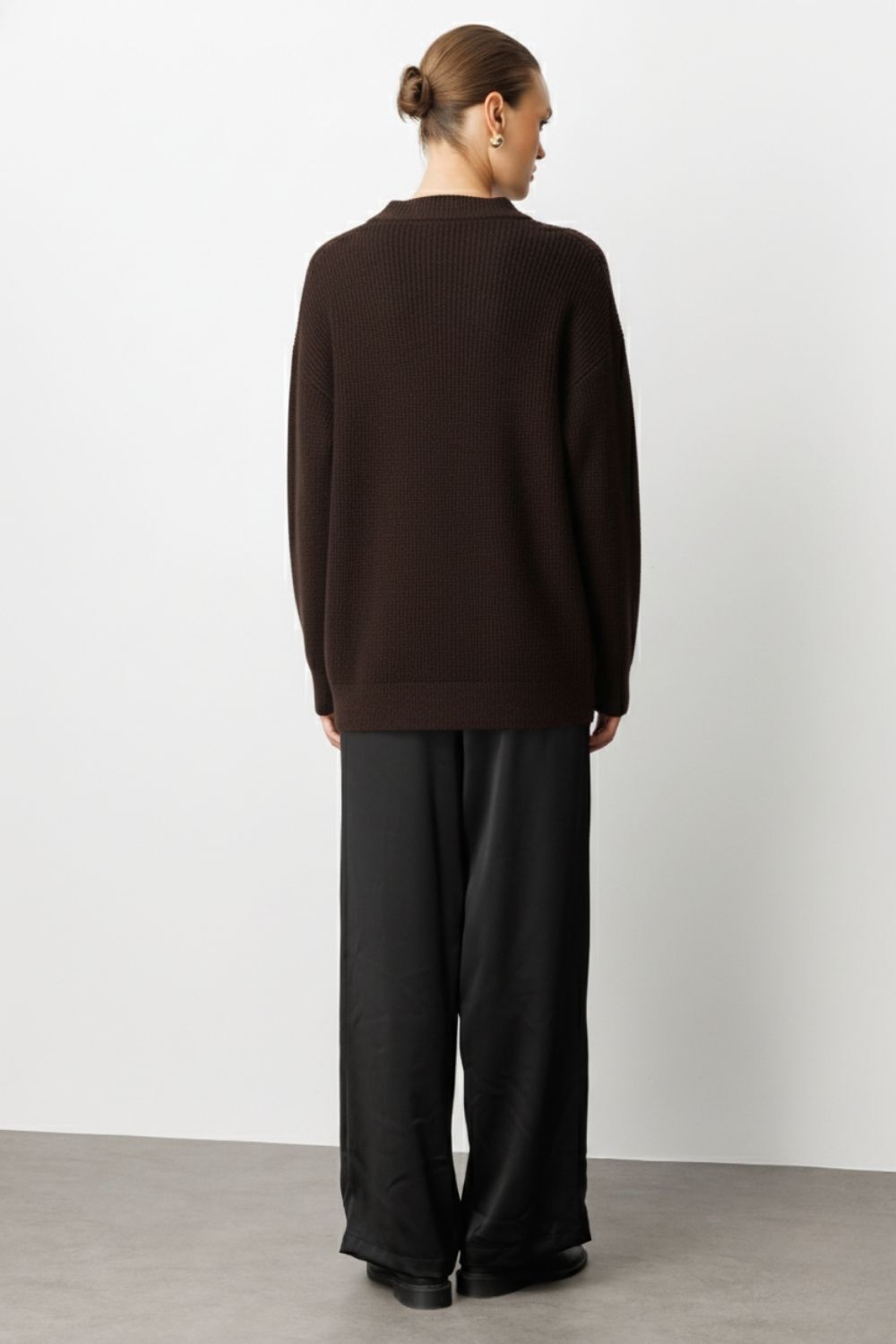 Mizalle Basic Yarım Balıkçı Kahverengi Triko Kazak - Mizalle