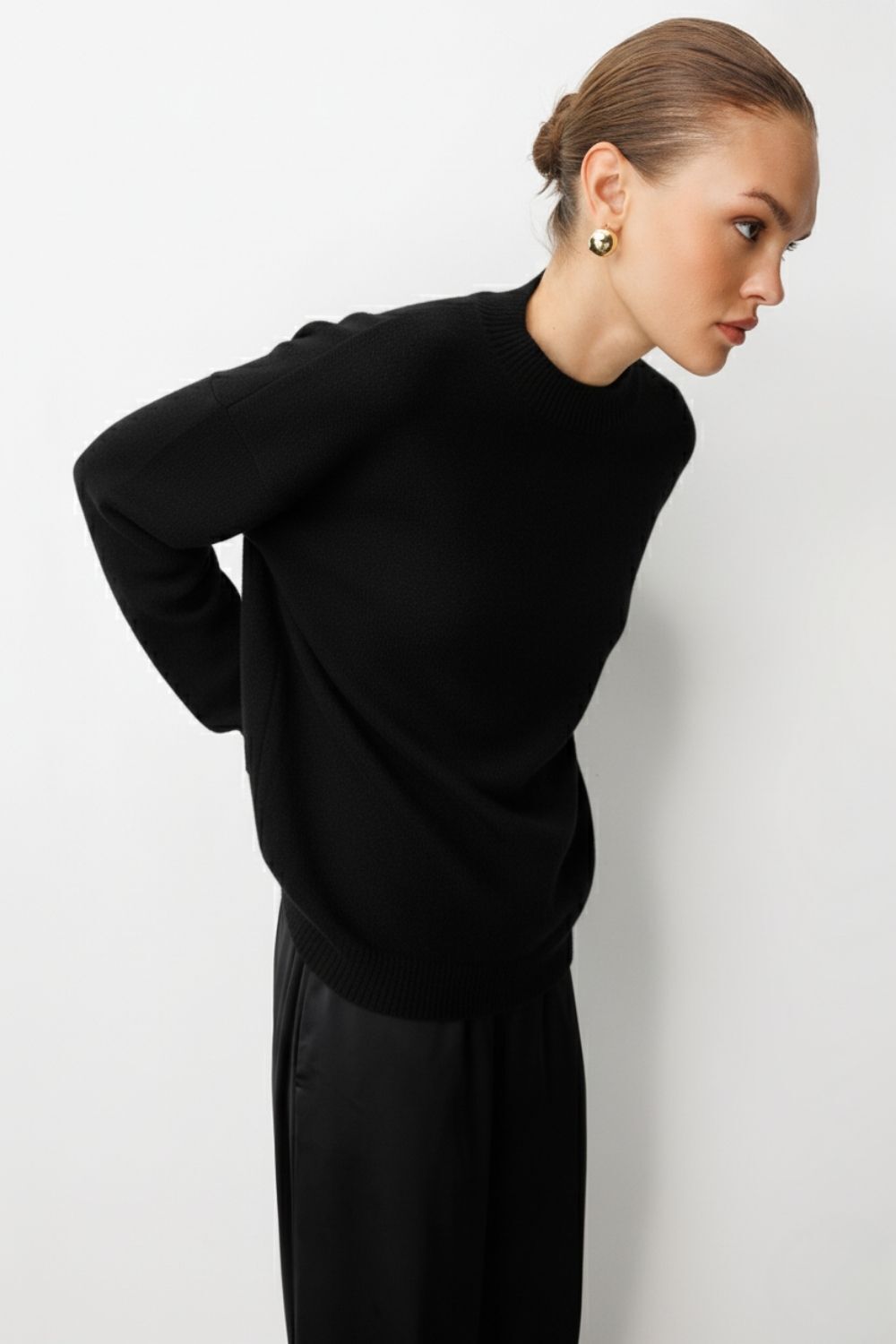 Mizalle Basic Yarım Balıkçı Siyah Triko Kazak - 2