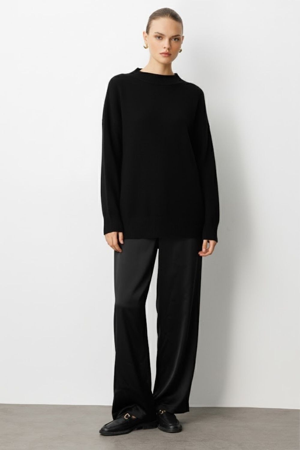 Mizalle Basic Yarım Balıkçı Siyah Triko Kazak - Mizalle