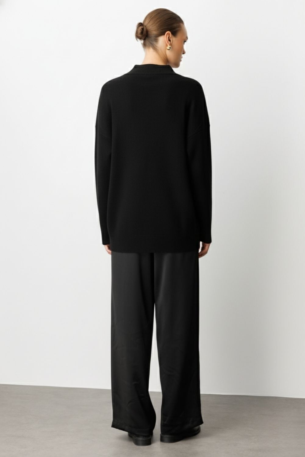 Mizalle Basic Yarım Balıkçı Siyah Triko Kazak - 4