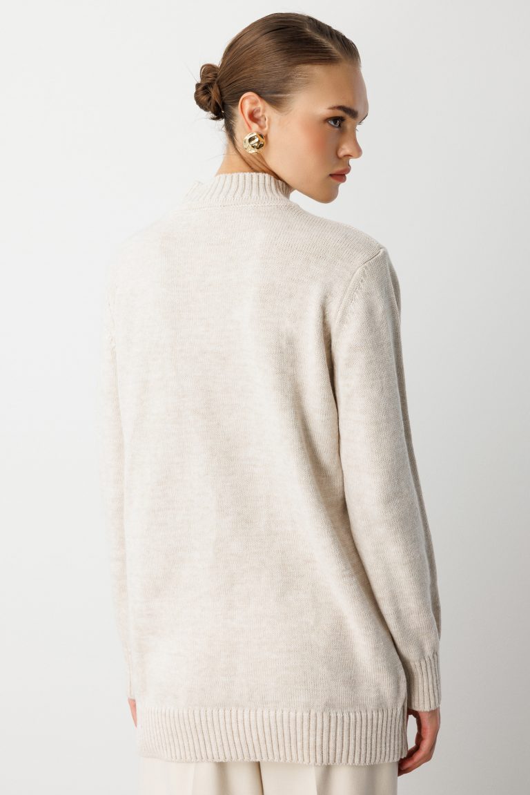 Mizalle Basic Yarım Balıkçı Taş Rengi Triko Kazak - Mizalle