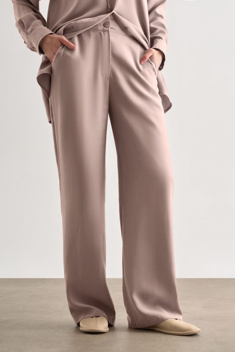 Mizalle Bej Rengi Kemerli Rahat Kesim Modal Pantolon - Mizalle