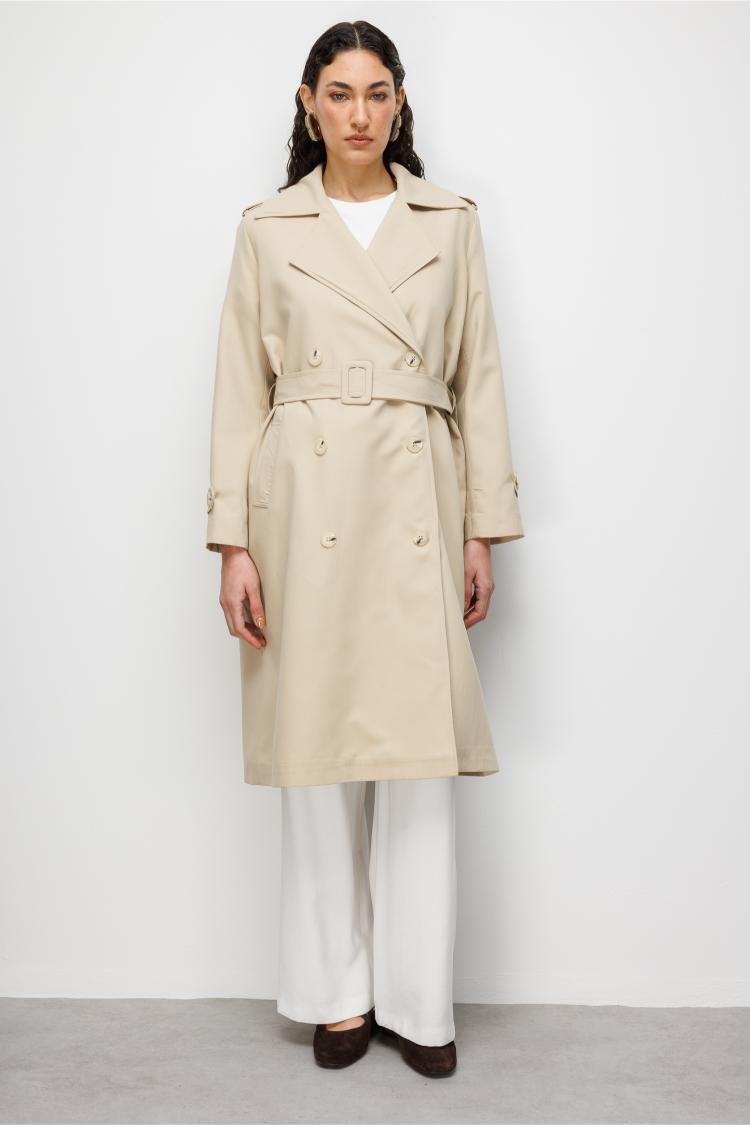 Mizalle Bej Rengi Klasik Trençkot - Mizalle
