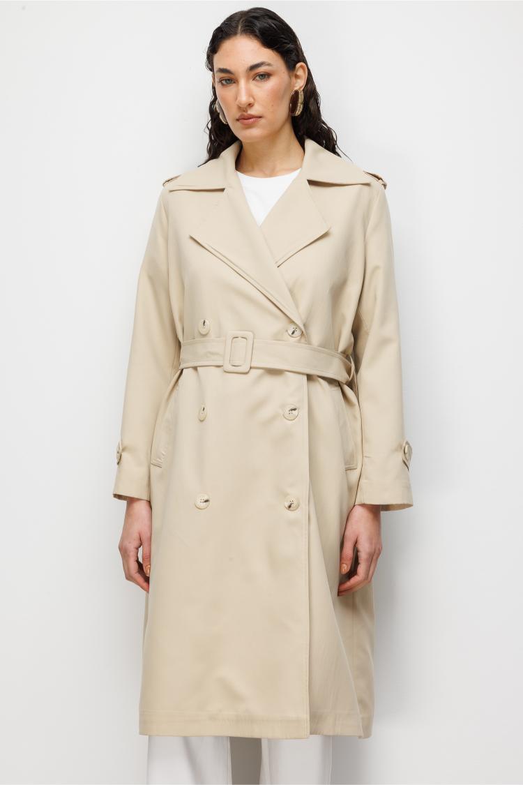 Mizalle Bej Rengi Klasik Trençkot - 4