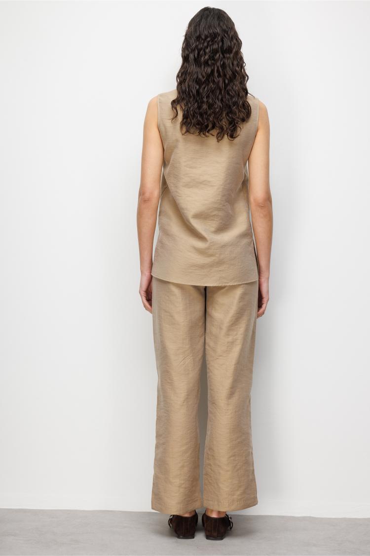 Mizalle Bej Rengi Kolsuz Basic Bluz - 3