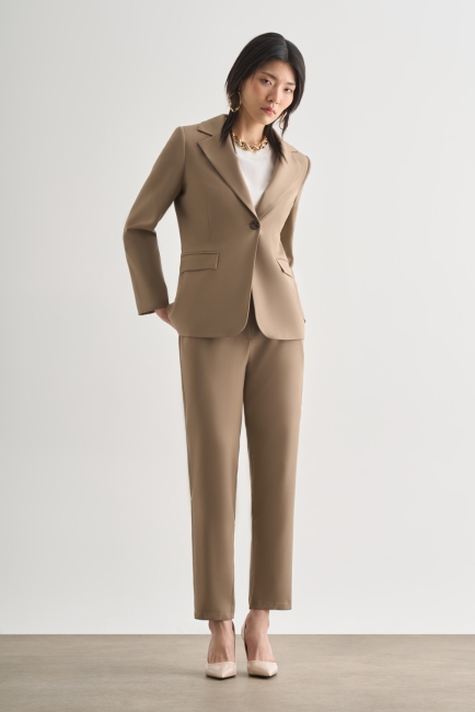 Mizalle - Mizalle Bej Tek Düğme Klasik Blazer Ceket