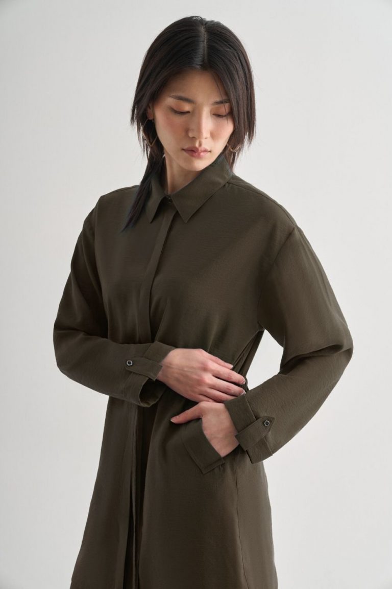 Mizalle Beli İp Büzgülü Modal Koyu Kahverengi Tunik - Mizalle