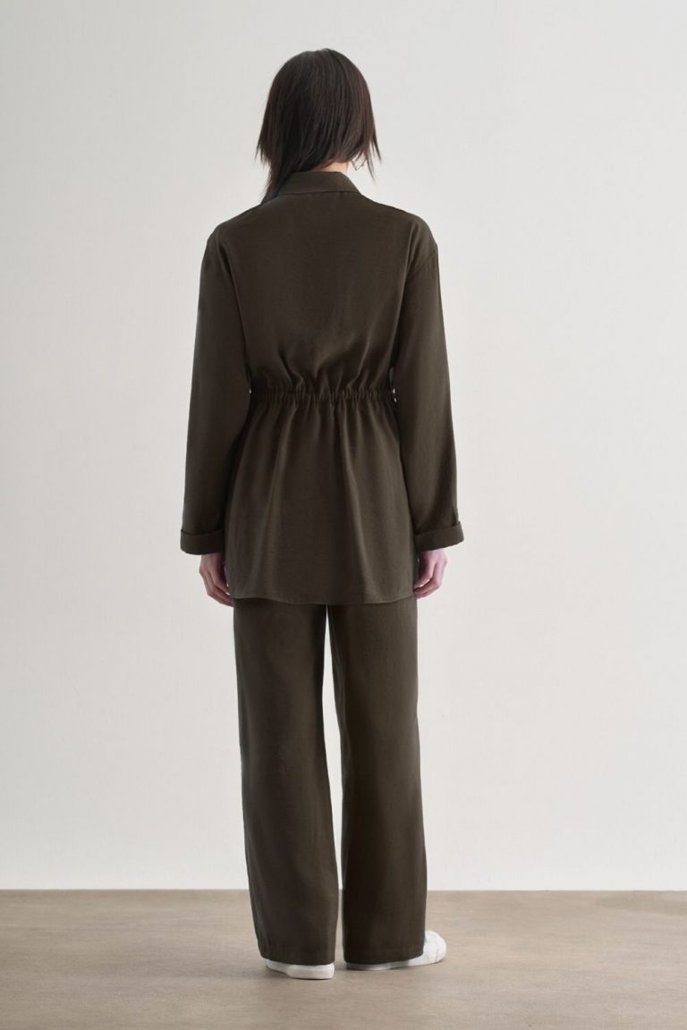 Mizalle Beli İp Büzgülü Modal Koyu Kahverengi Tunik - Mizalle