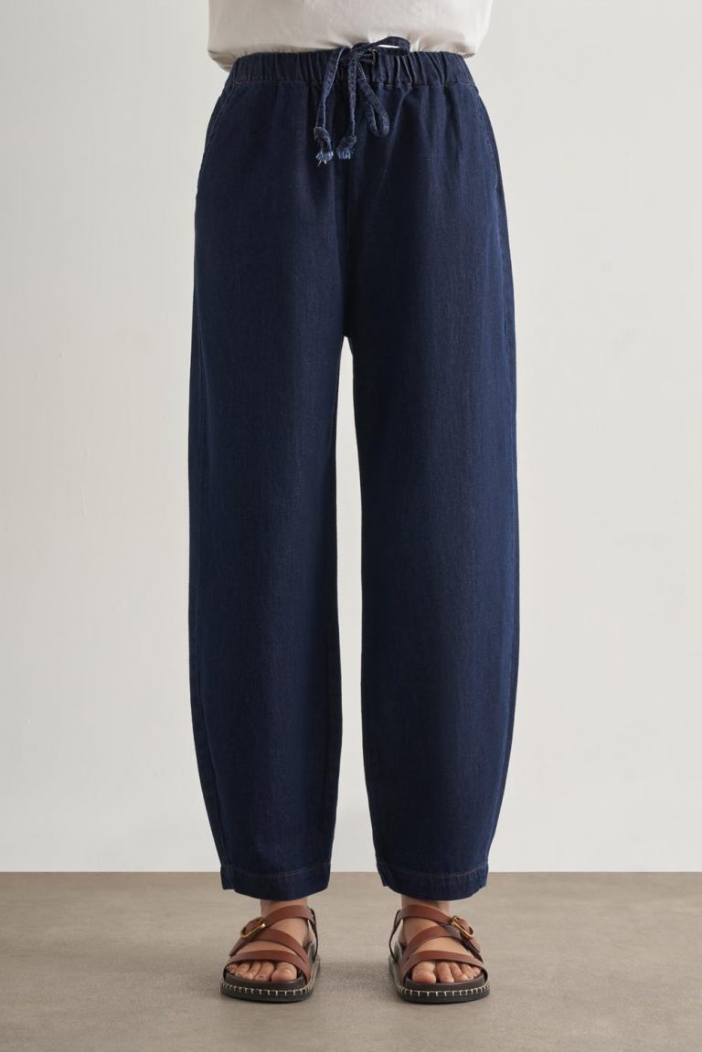 Mizalle Beli İpli Balon Fit Lacivert Denim Pantolon - Mizalle
