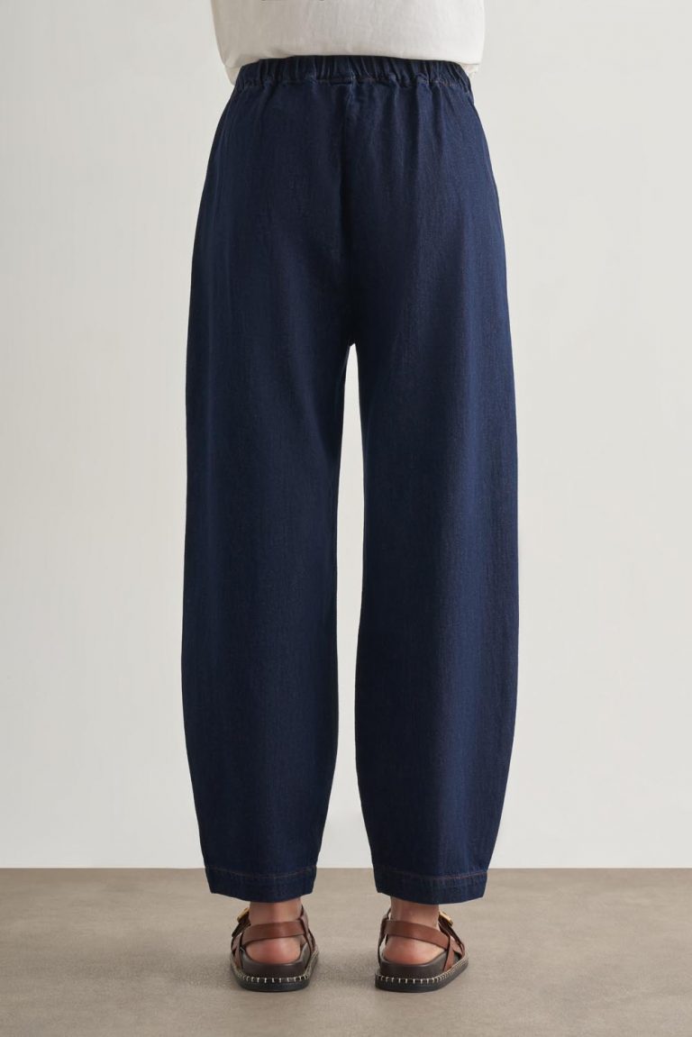 Mizalle Beli İpli Balon Fit Lacivert Denim Pantolon - Mizalle