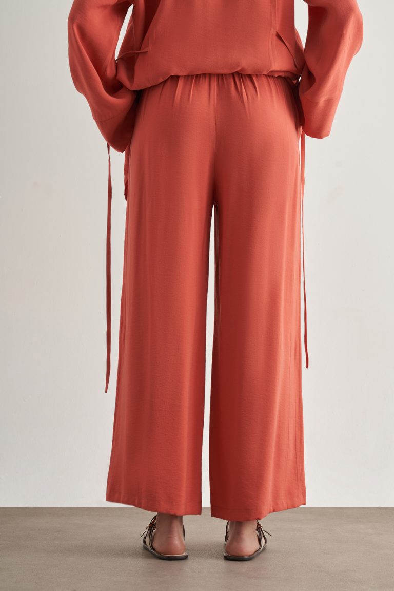 Mizalle Beli İpli Modal Karışımlı Mercan Rengi Rahat Pantolon - Mizalle
