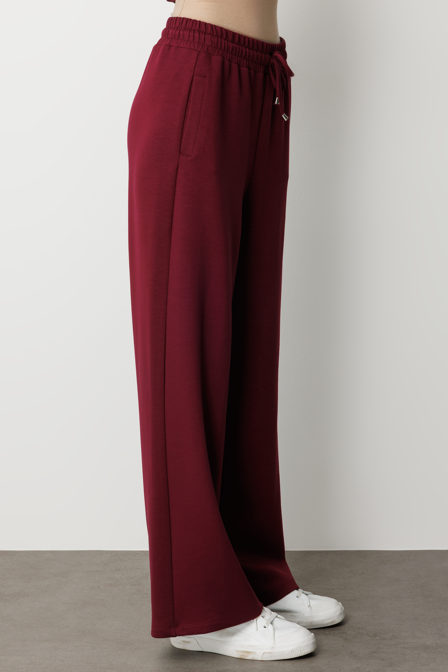 Mizalle Beli Lastikli Yumuşak Dokulu Mürdüm Jogger Pantolon - 4