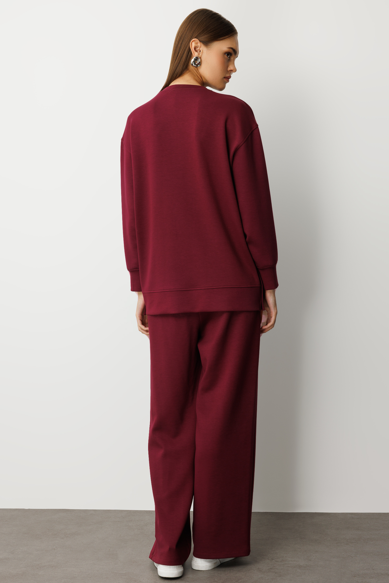 Mizalle Beli Lastikli Yumuşak Dokulu Mürdüm Jogger Pantolon - Mizalle