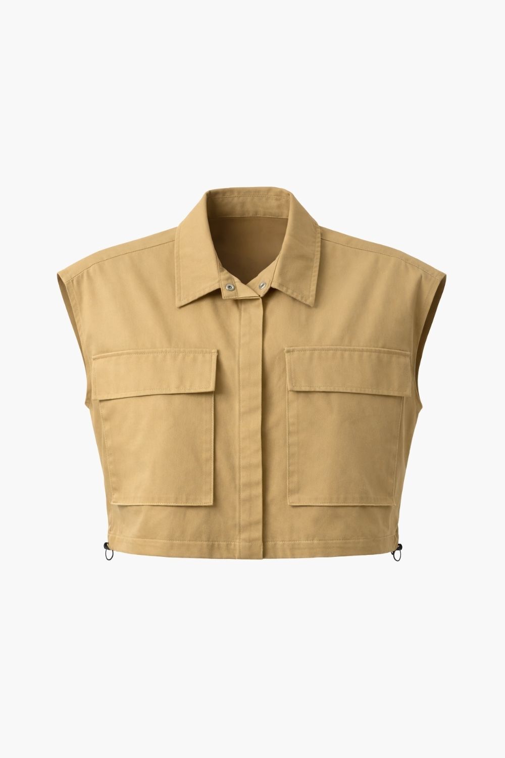 Mizalle Büyük Torba Cepli Büzgülü Camel Pamuklu Yelek - Mizalle