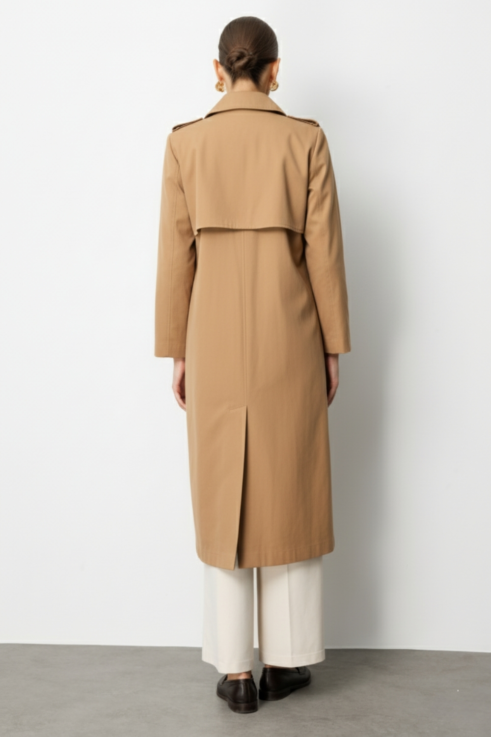 Mizalle Camel Apoletli Klasik Maxi Mac Trençkot