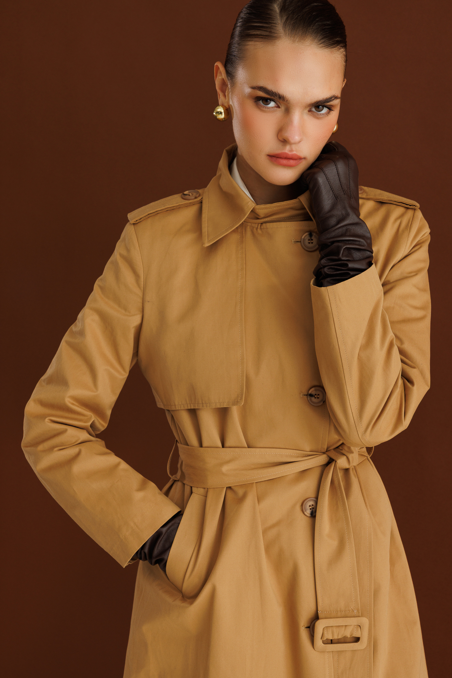 Mizalle Camel Apoletli Klasik Maxi Mac Trençkot - Mizalle