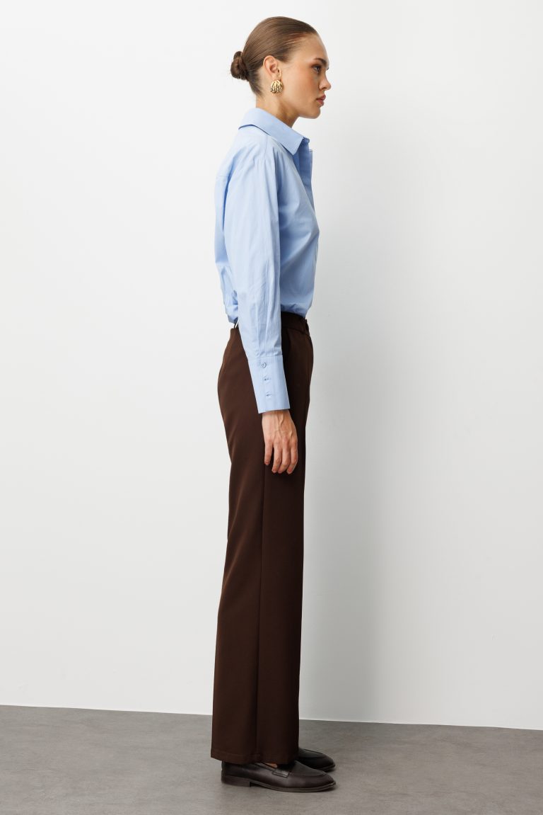 Mizalle Cepli Klasik Kahverengi Kumaş Pantolon - Mizalle