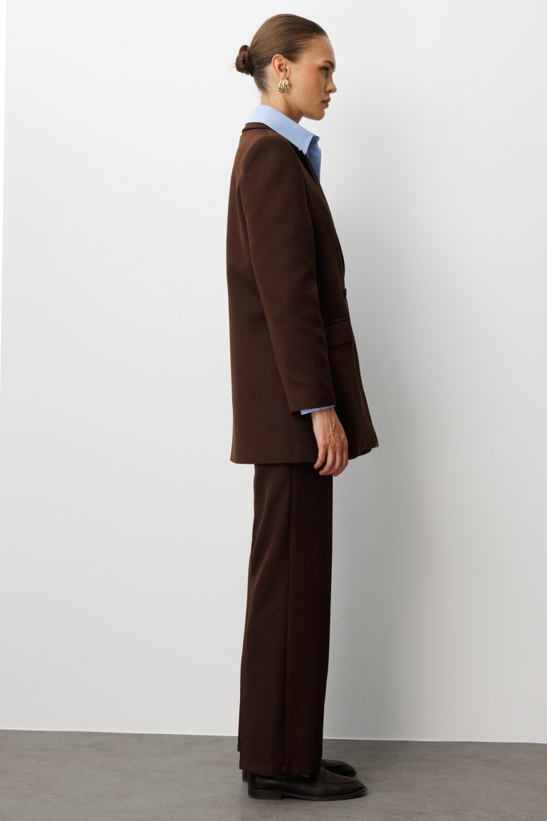 Mizalle Cepli Klasik Kahverengi Kumaş Pantolon - Mizalle