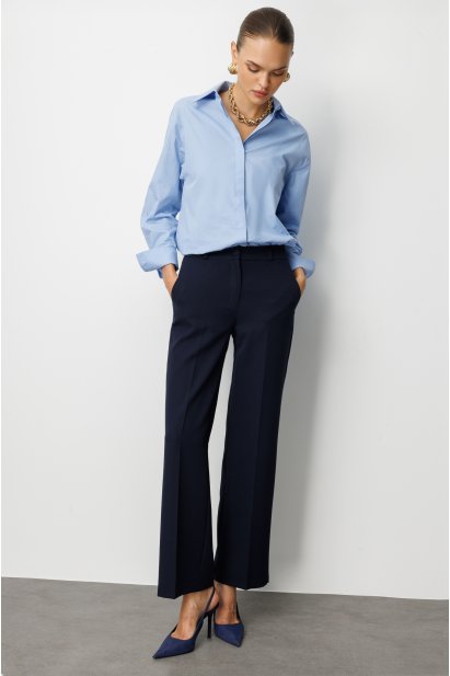 Mizalle Cepli Klasik Lacivert Kumaş Pantolon - Mizalle