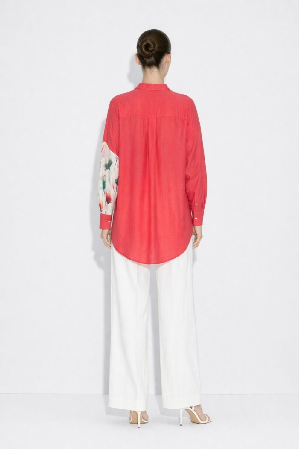 Mizalle Çiçek Desen Detaylı Hakim Yaka Fuşya Tunik - 3