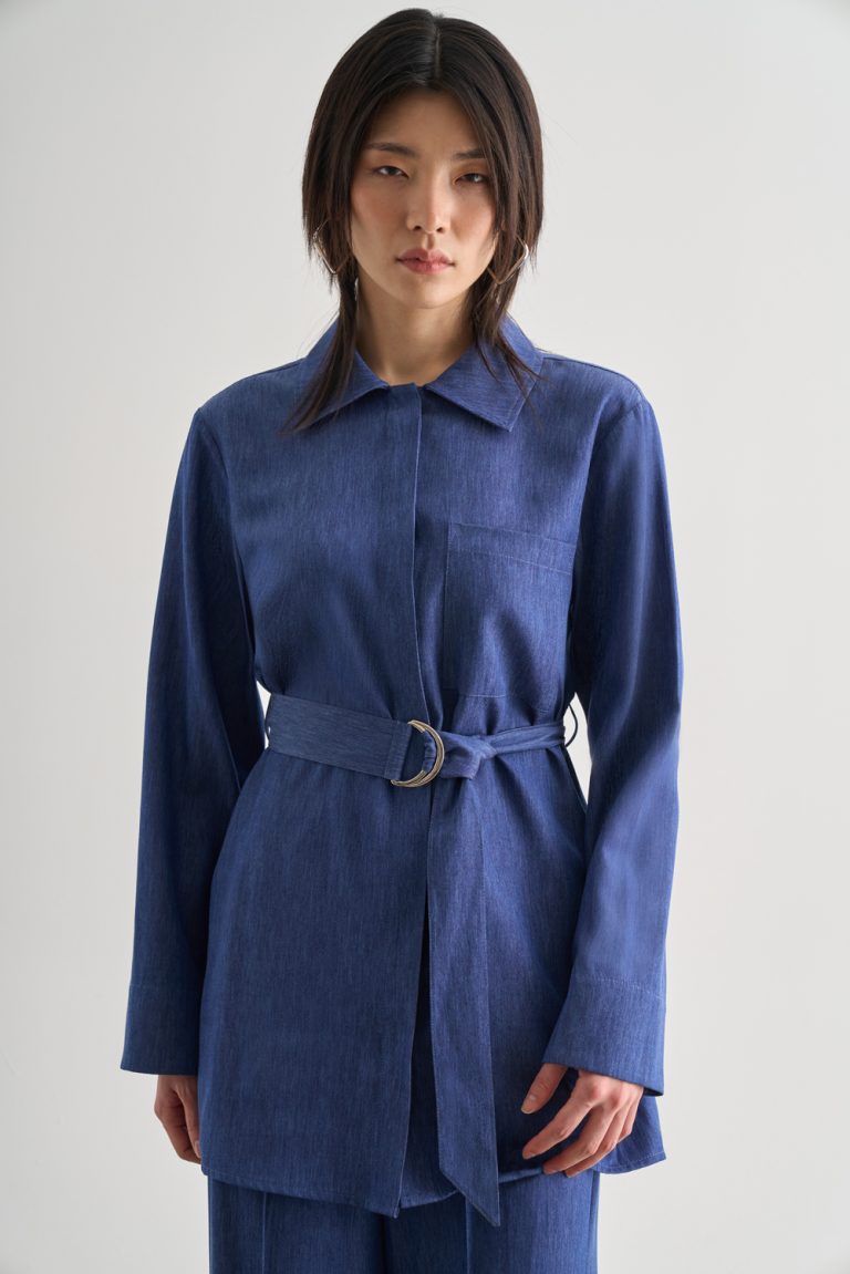 Mizalle Denim Dokulu Kemerli Tunik - Mizalle