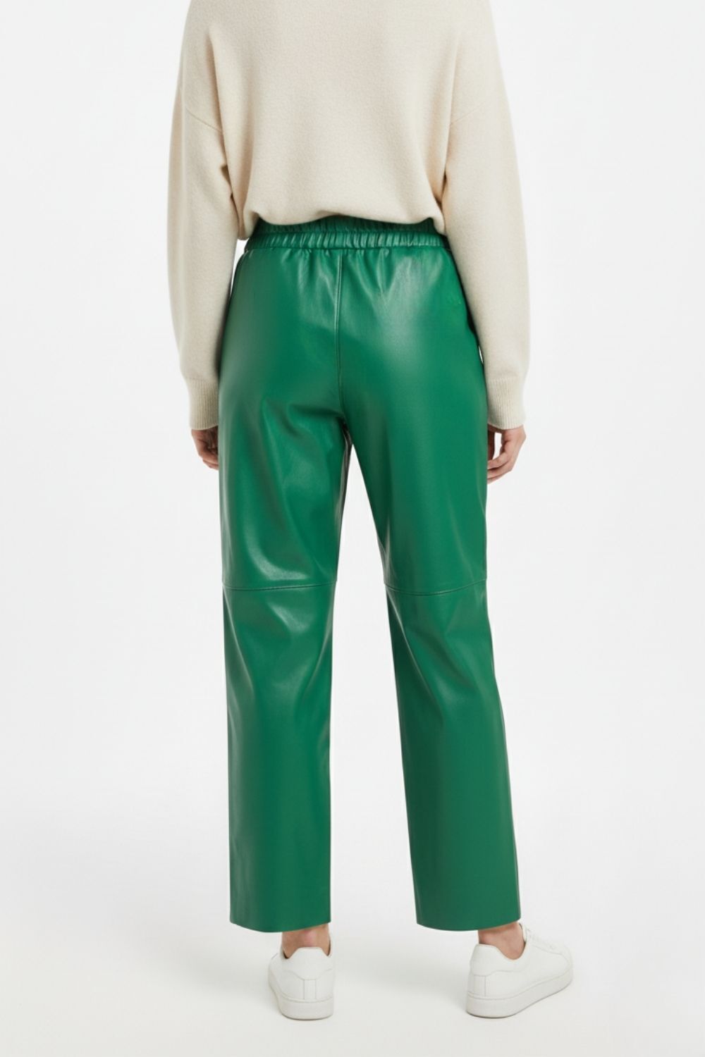 Mizalle Deri Görünümlü Yeşil Jogger Pantolon - 4