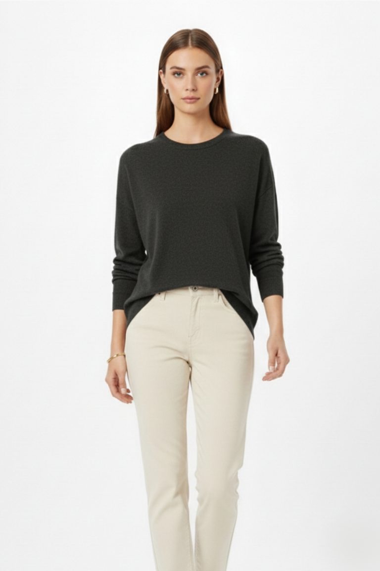 Mizalle Ekstra Oversize Düşük Kol Basic Antrasit İnce Triko Kazak - Mizalle