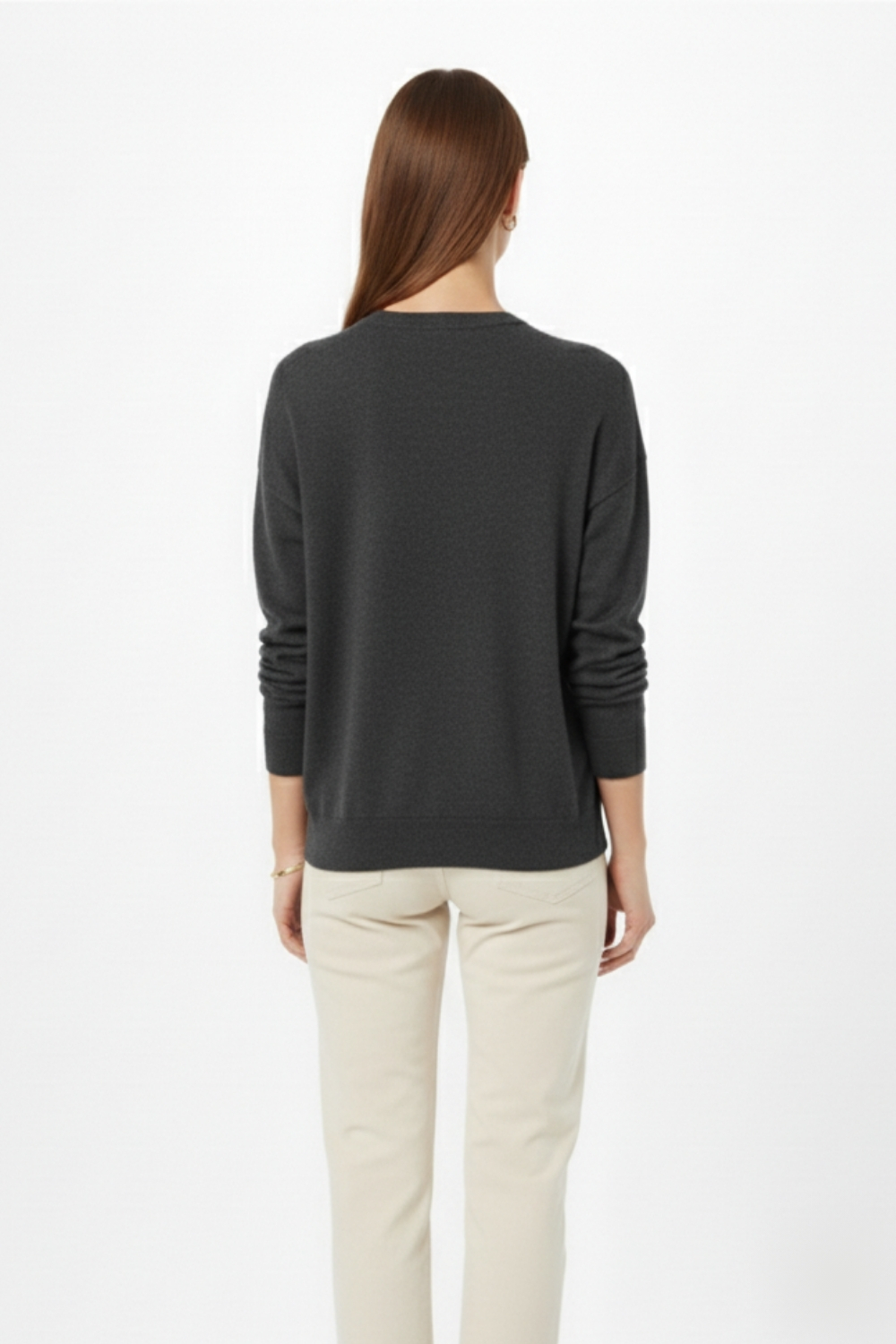 Mizalle Ekstra Oversize Düşük Kol Basic Antrasit İnce Triko Kazak - Mizalle