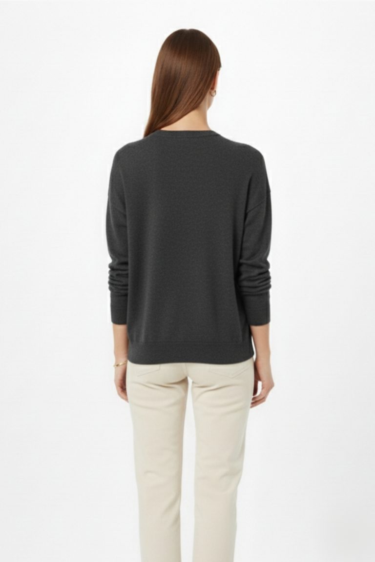 Mizalle Ekstra Oversize Düşük Kol Basic Antrasit İnce Triko Kazak - Mizalle