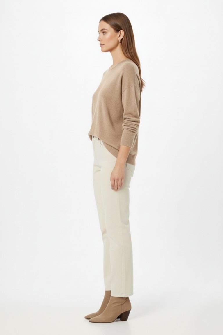 Mizalle Ekstra Oversize Düşük Kol Basic Bej Rengi İnce Triko Kazak - Mizalle