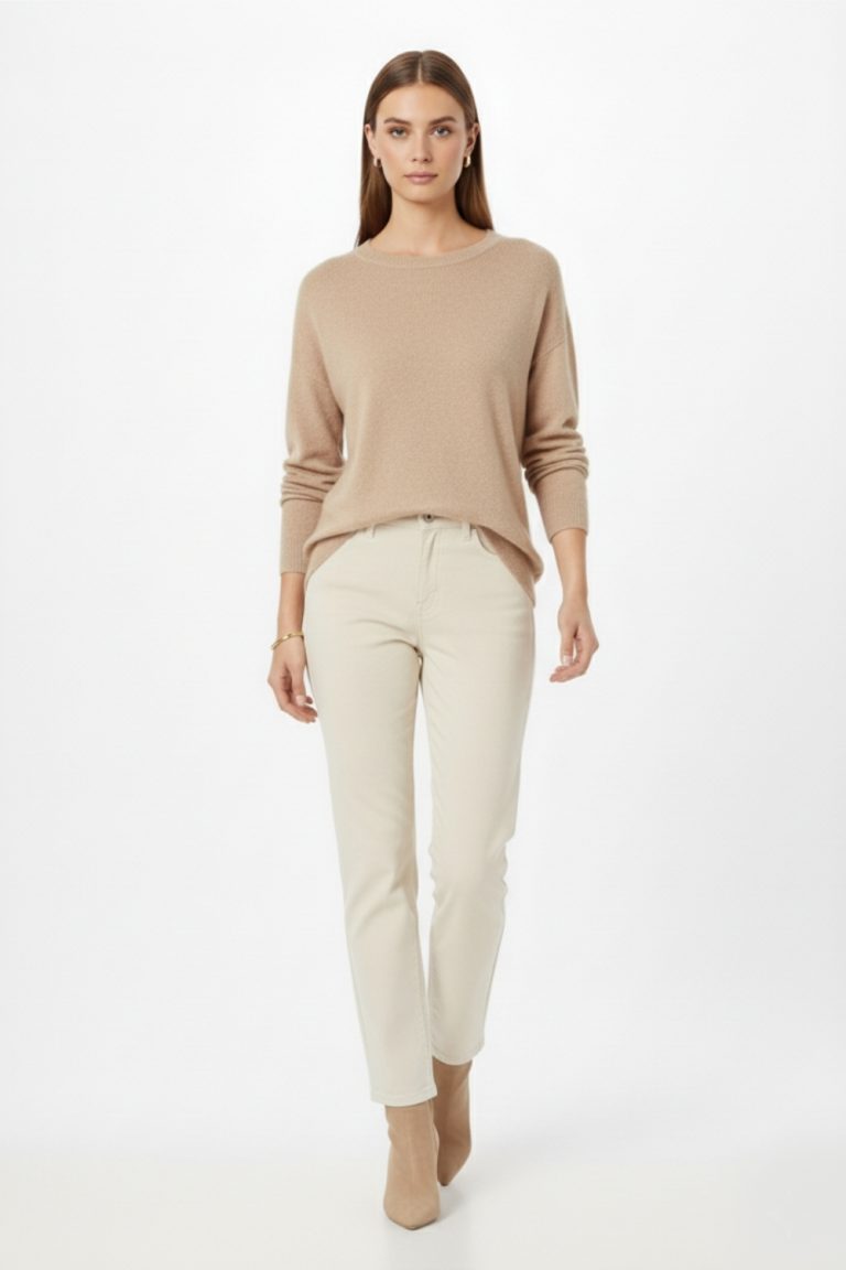 Mizalle Ekstra Oversize Düşük Kol Basic Bej Rengi İnce Triko Kazak - Mizalle