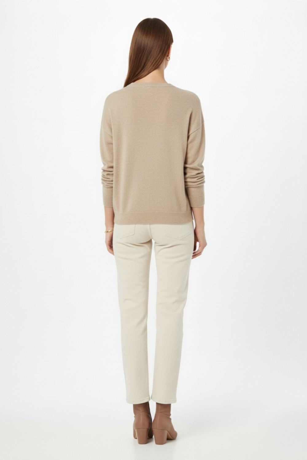 Mizalle Ekstra Oversize Düşük Kol Basic Bej Rengi İnce Triko Kazak - Mizalle