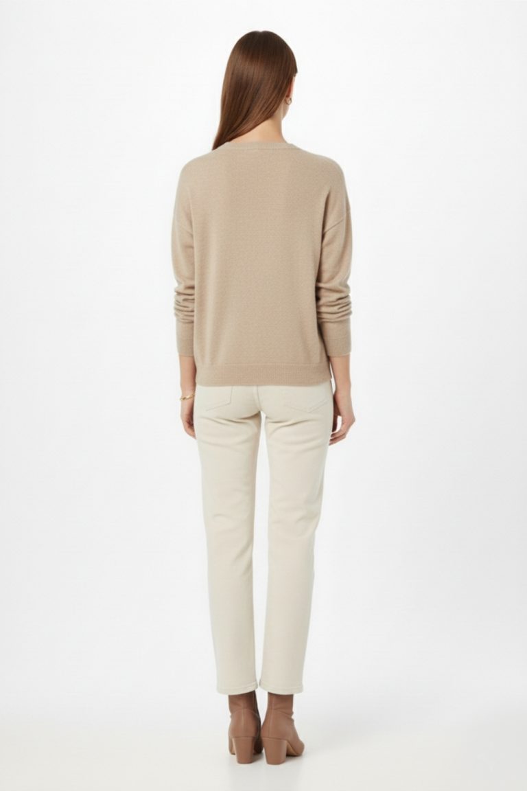 Mizalle Ekstra Oversize Düşük Kol Basic Bej Rengi İnce Triko Kazak - Mizalle