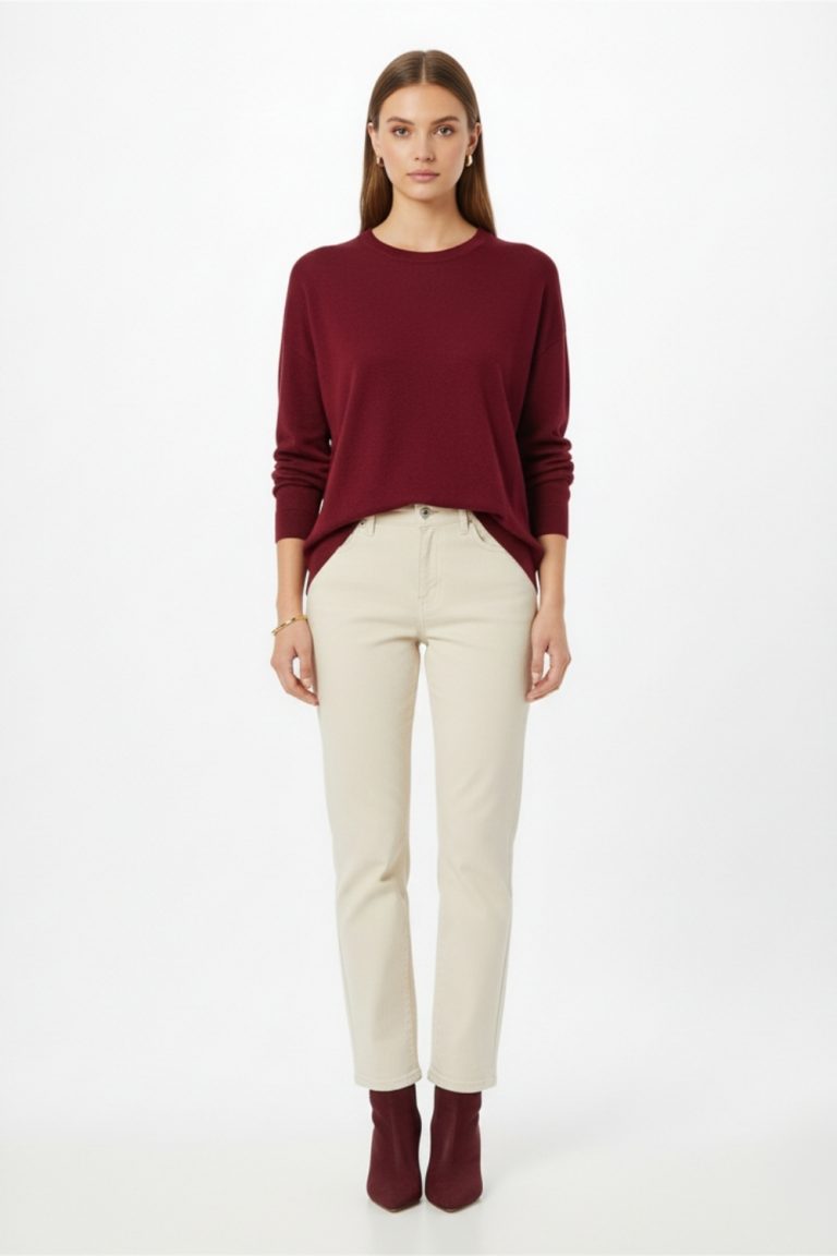 Mizalle Ekstra Oversize Düşük Kol Basic Bordo İnce Triko Kazak - Mizalle