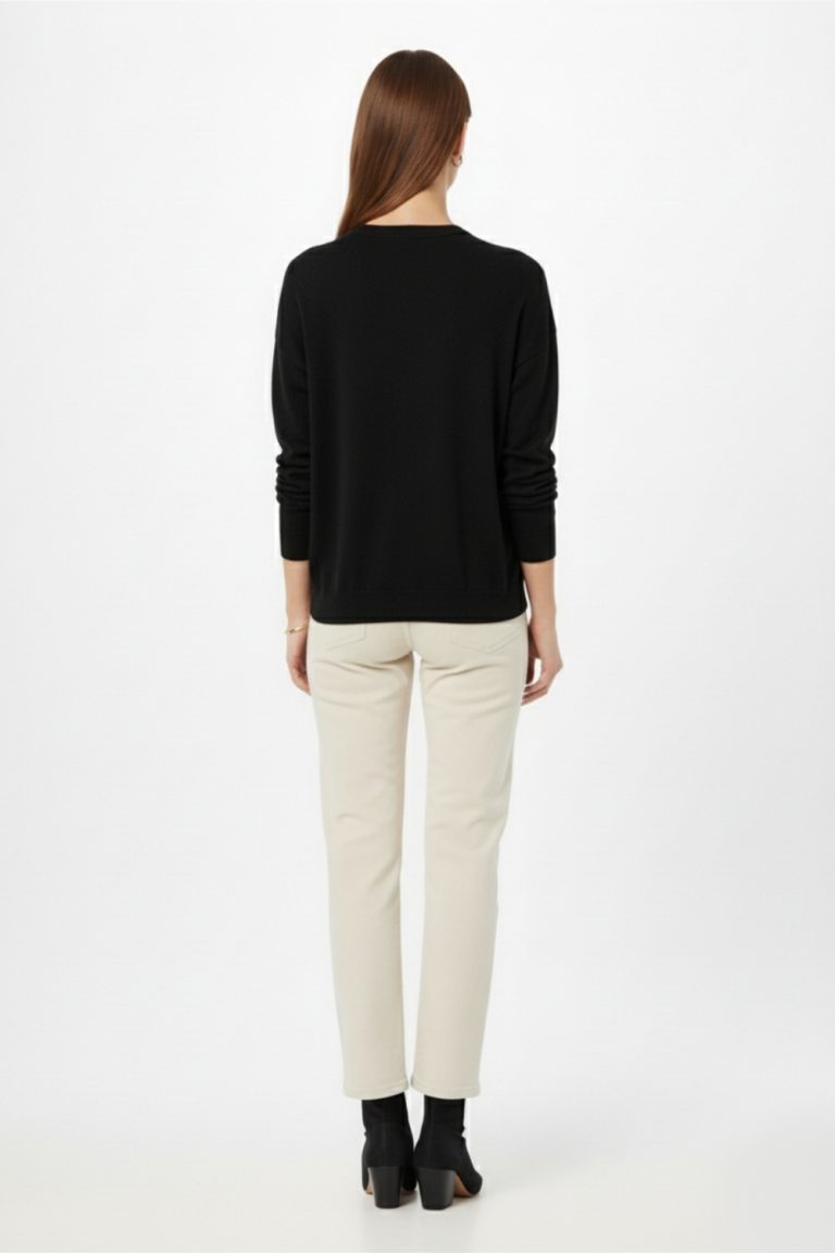 Mizalle Ekstra Oversize Düşük Kol Basic Siyah İnce Triko Kazak - Mizalle