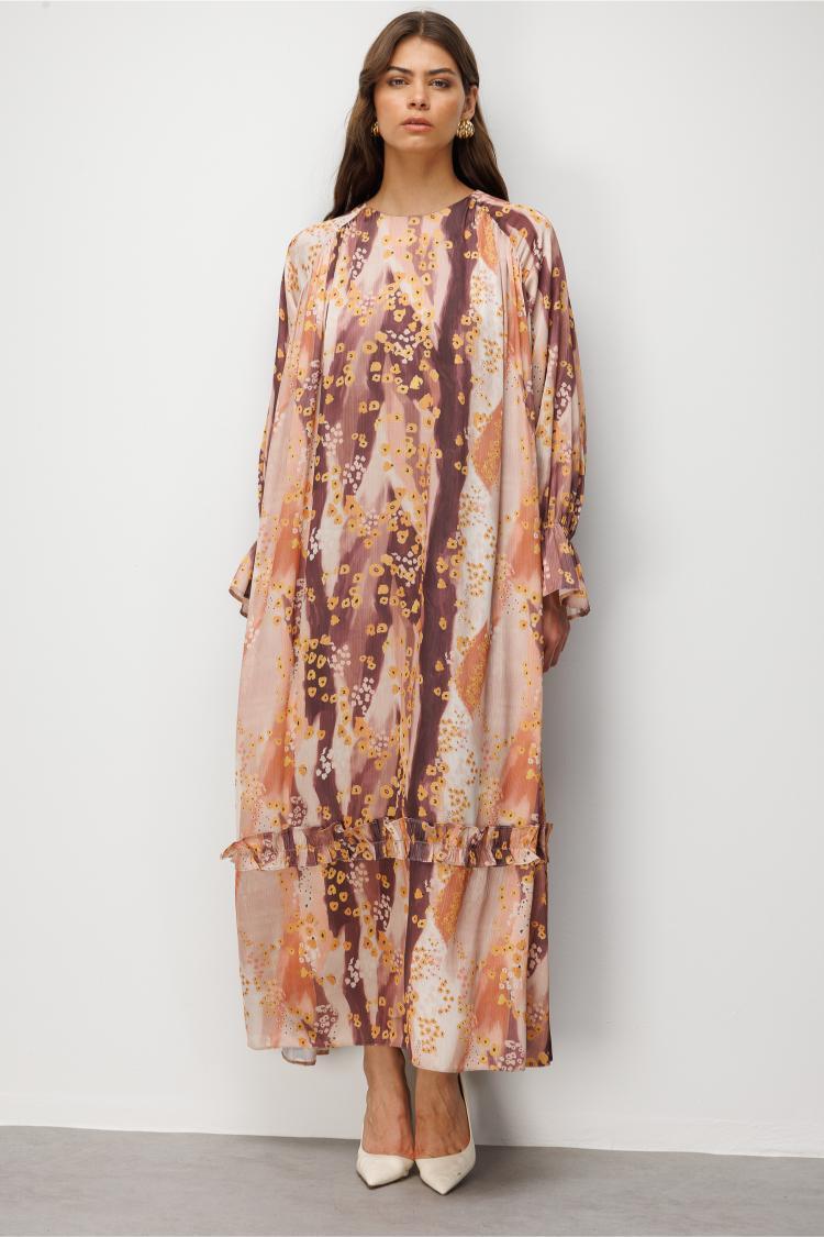 Mizalle Floral Detaylı Maksi Elbise - 2
