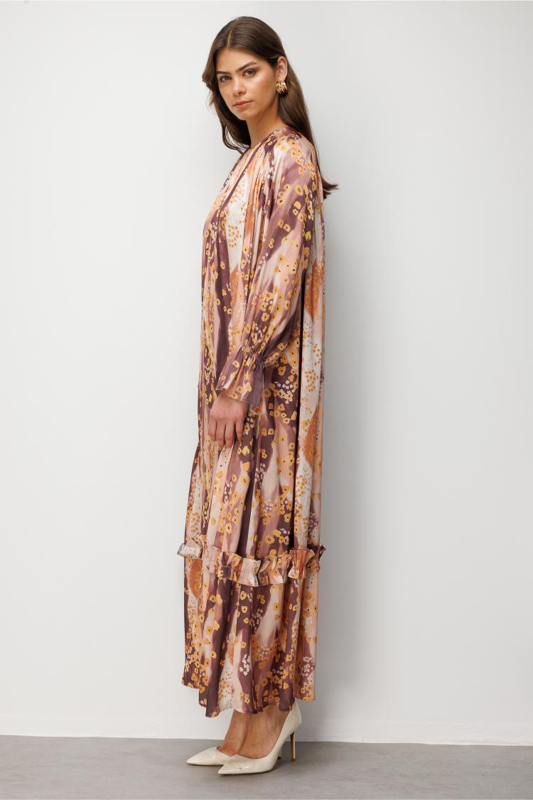 Mizalle Floral Detaylı Maksi Elbise - 4