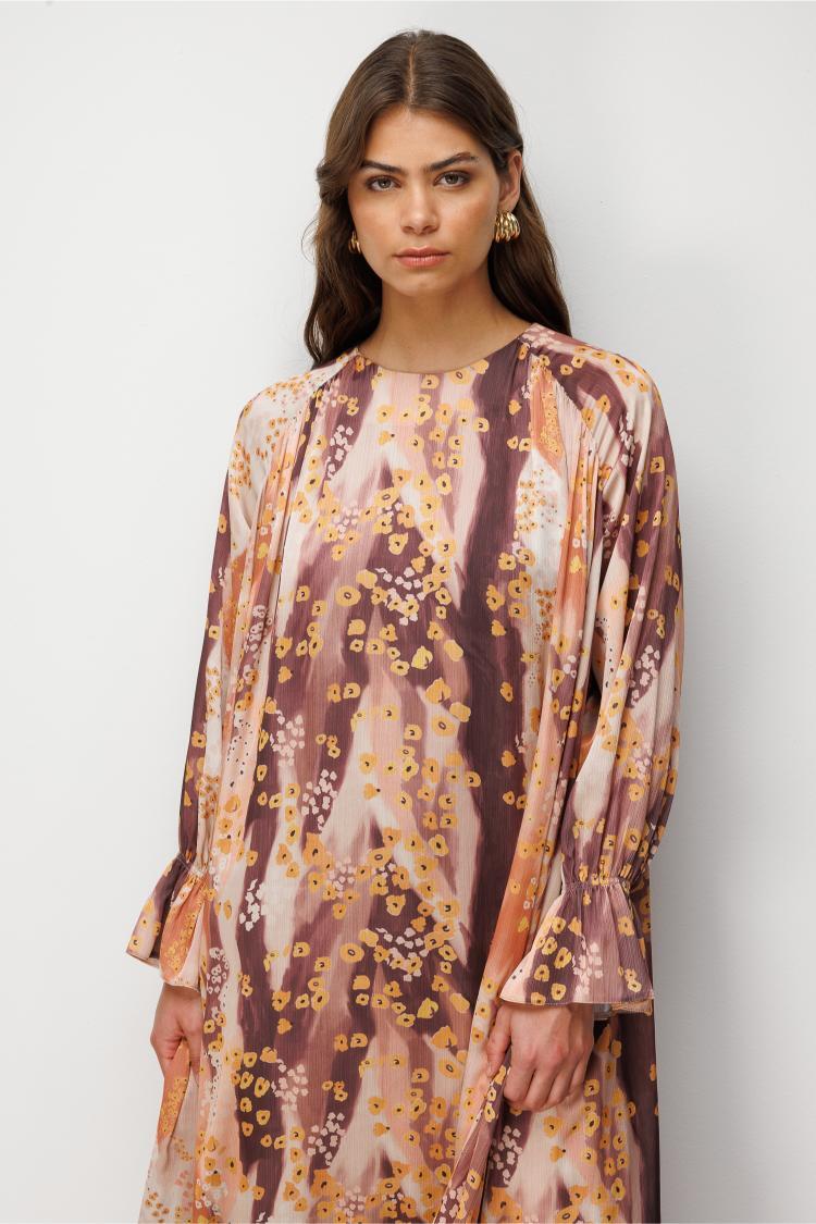 Mizalle Floral Detaylı Maksi Elbise - 5