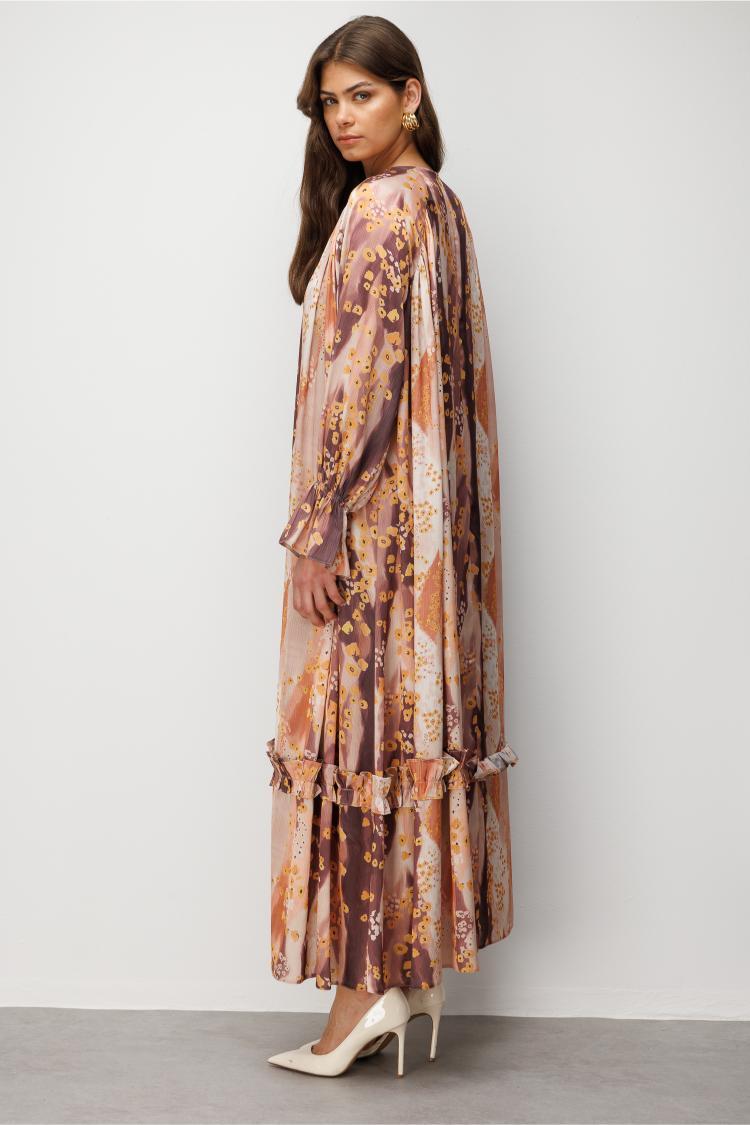 Mizalle Floral Detaylı Maksi Elbise - 6