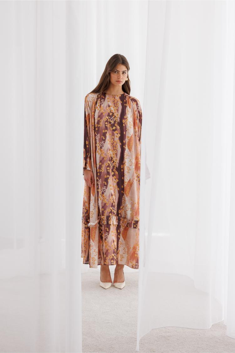 Mizalle Floral Detaylı Maksi Elbise - 7