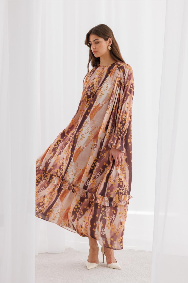 Mizalle Floral Detaylı Maksi Elbise - 8
