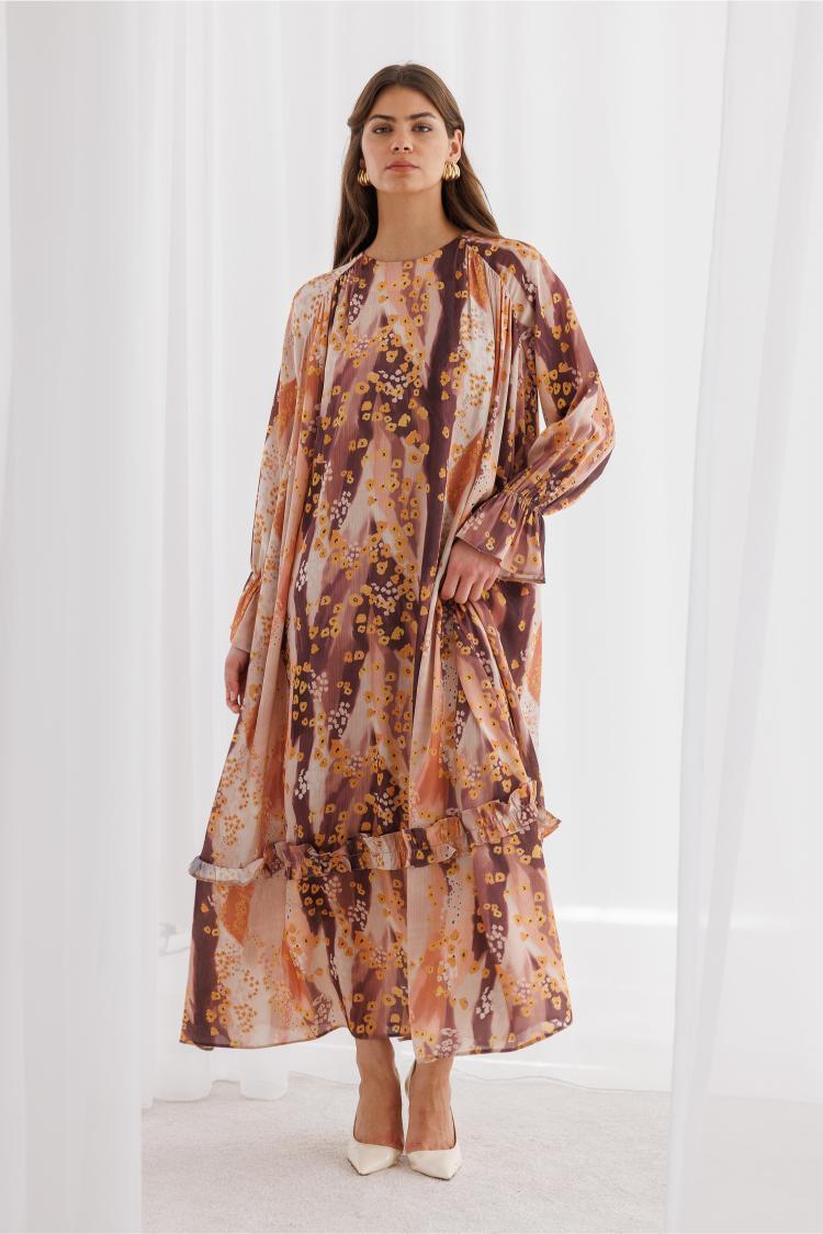 Mizalle Floral Detaylı Maksi Elbise - 10